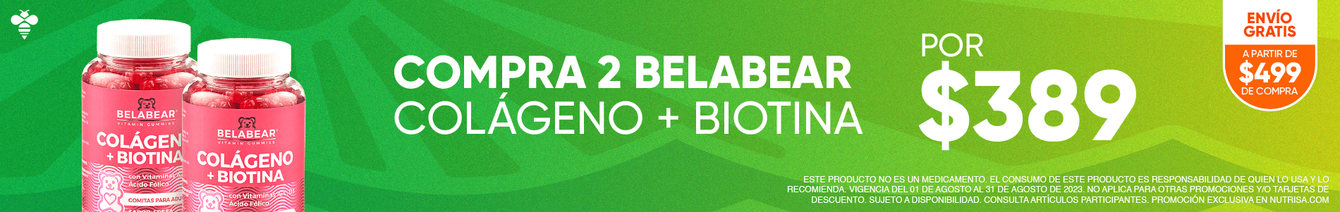 2 Belabear Colágeno + Biotina por $389 | Nutrisa